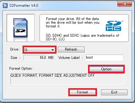 SD Formatter selection